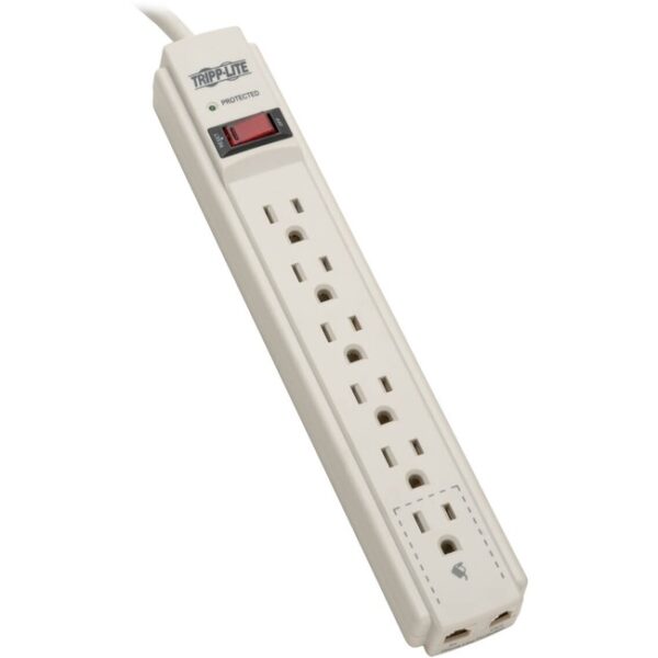 Surge Suppressor, 6-Outlets, 4 Ft, Lt. Gray