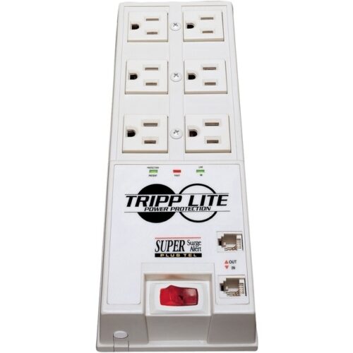 Tripp Lite TR-6FM has 6 outlets, 6-ft. cord and space-saving right-angle plug.