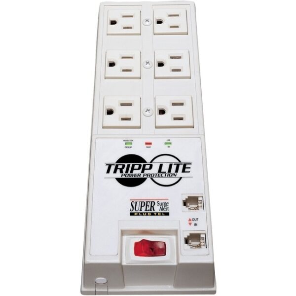 Tripp Lite TR-6FM has 6 outlets, 6-ft. cord and space-saving right-angle plug.