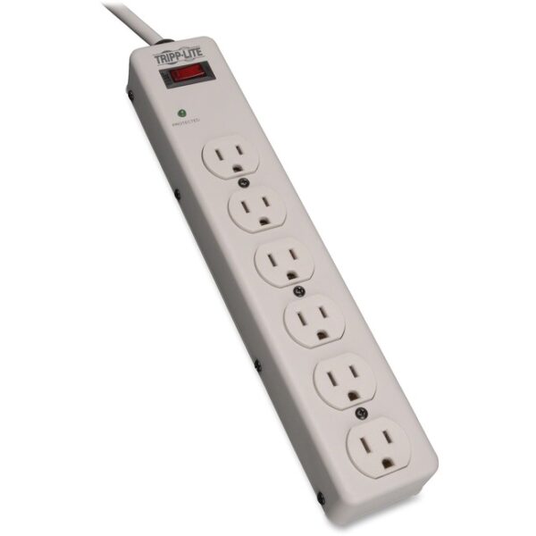 1010273766-4.jpg Surge Suppressor, 6-Outlet, 1340 Joules, 6ft Cord, Lt GY Tripp Lite