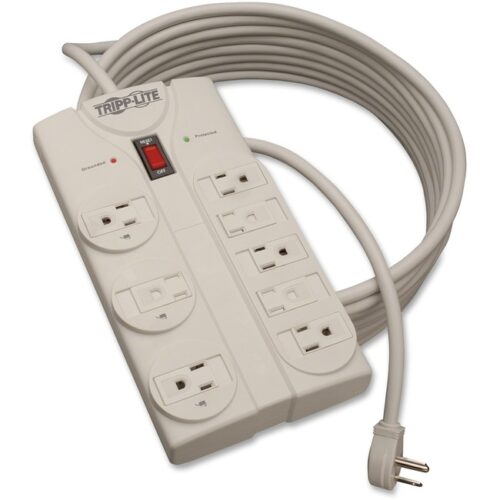 Surge Protector, 8-Outlets, 25 Cord, Light Gray