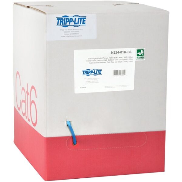 Tripp Lite 1000FT Plenum CMP Cat 6 Solid UTP Bulk Cable Blue 1000 - Category 6