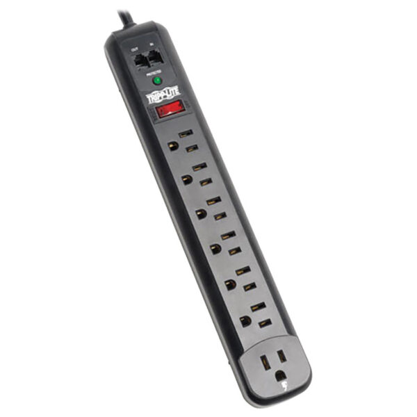 Tripp Lite SURGE PROTECTOR STRIP 120V RIGHT ANGLE 7 OUTLET RJ11 BLACK