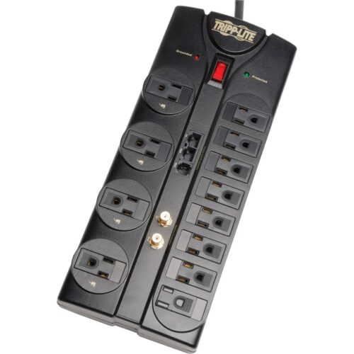 Surge Protector, 12 Outlet, 8 Cord, 2880 Joules, Black