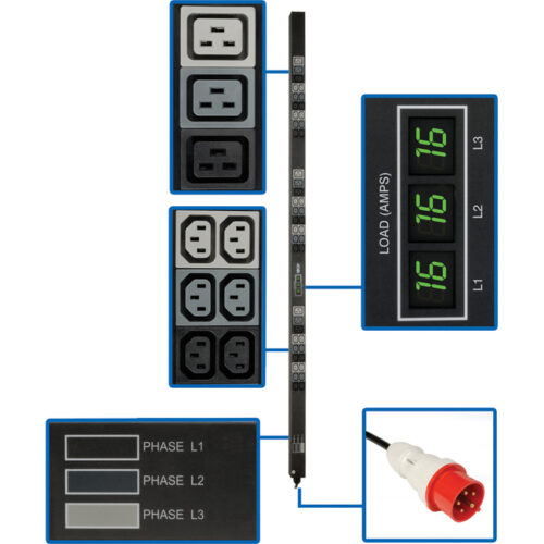 Tripp Lite METERED PDU 3Phase 240V/230V  /380V 16A IEC-309 0U VERT 36XC13