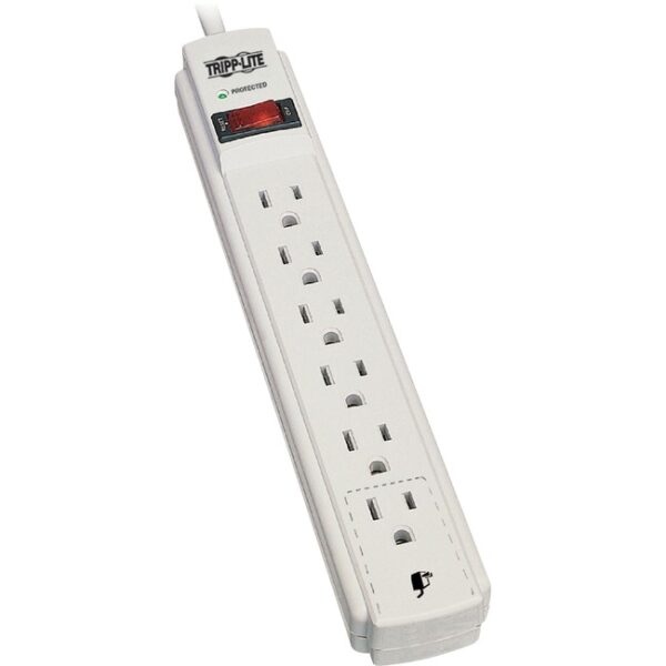 Surge Protector,6-Outlet,8Cord,1-9/10"Wx1-1/5"Dx10-4/5"H,GY