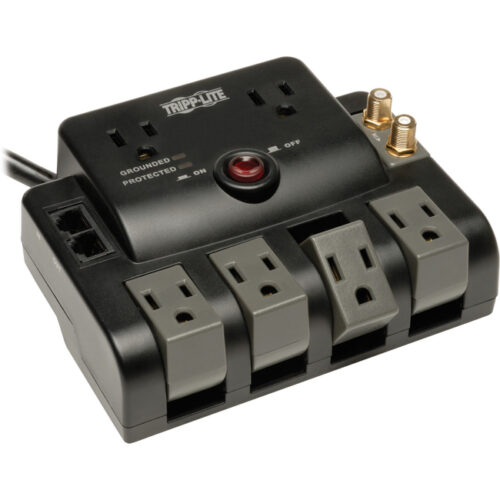 6 Outlets, 6ft cord, 1440 Joules, 1-line rotating gold coaxial 1-line tel/modem protection - Surge Suppressor