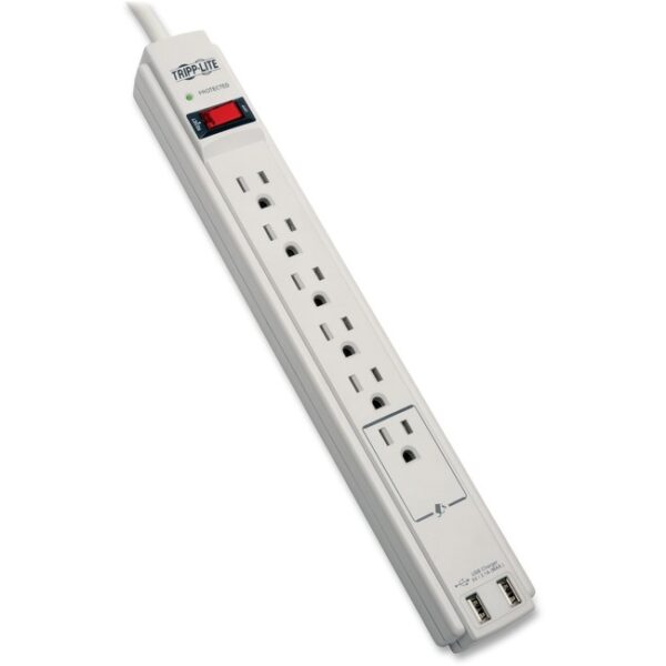 6-Outlet Surge Protector, 990 Joules, 2USB, BK