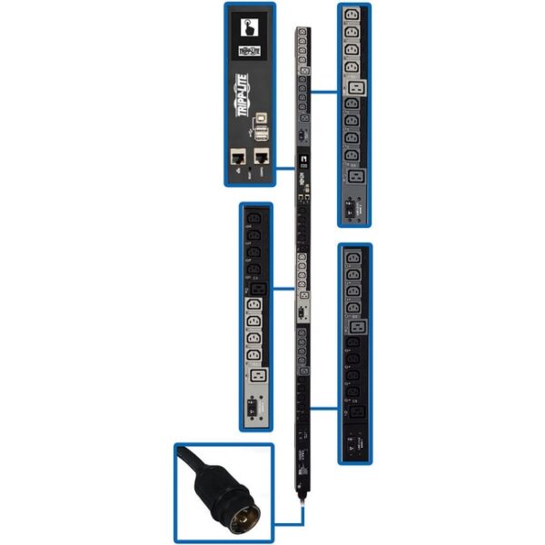 Tripp Lite PDU 3Phase Switched 14.5kW 208V/240V 6 C13 12 C19 50A CS8365C 0U.