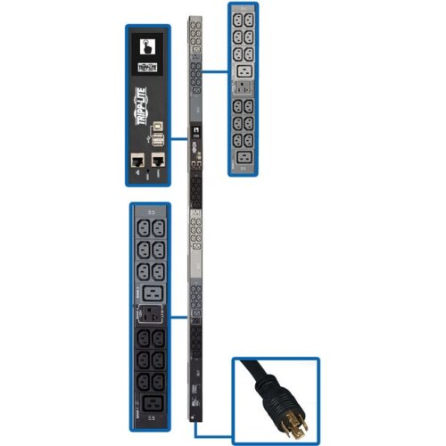 Tripp Lite PDU 3-Phase 5.8KW VERTICAL MONITORED 0U W/36 IEC C13 6 C19