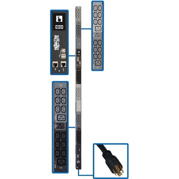 Tripp Lite PDU 3-Phase 5.8KW VERTICAL MONITORED 0U W/36 IEC C13 6 C19