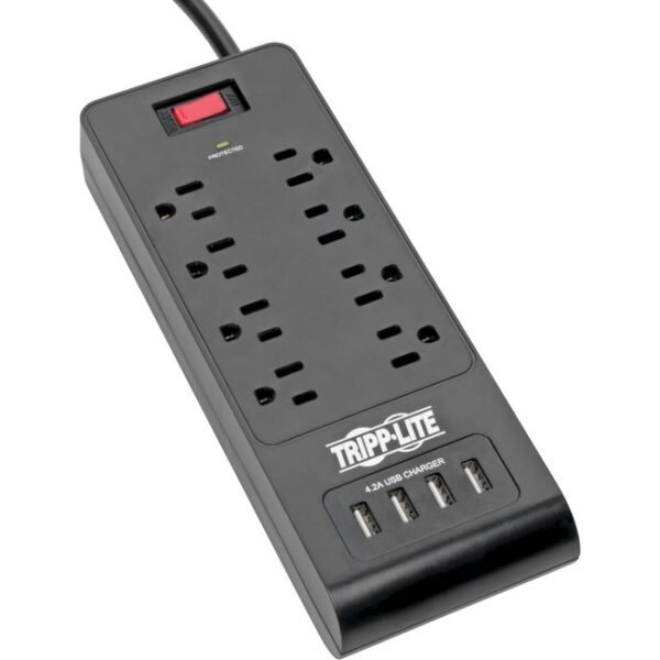 Tripp Lite SURPRO PWR STRIP 8 OUTLET 4 USB 6FT BLK