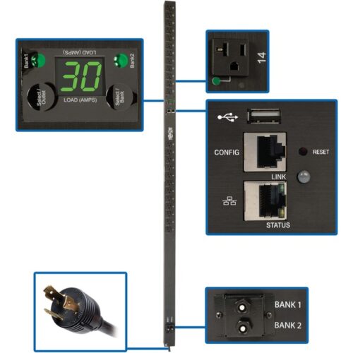 Tripp Lite PDU MONITORED PER-OUTLET 2.9KW 24 5-15/20R 120V L5-30P 0U TAA