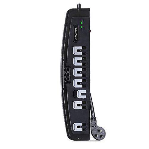 CyberPower CSP708T Professional Surge Protector + TEL Protection, 1650J/125V, 7 Outlets, 8ft Power Cord