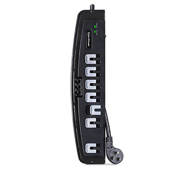 CyberPower CSP708T Professional Surge Protector + TEL Protection, 1650J/125V, 7 Outlets, 8ft Power Cord