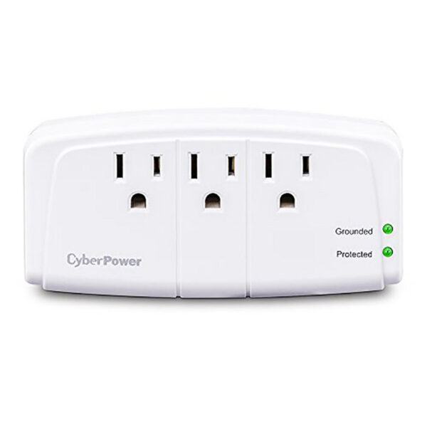 649532603459-1-1.jpg CyberPower CSB300W Essential Surge Protector, 900J/125V, 3 Outlets, Wall Tap