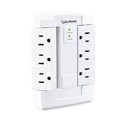649532603466-1-1.jpg CyberPower CSB600WS Surge Protector, 900J/125V, 6 Swivel Outlets, Wall Tap, White