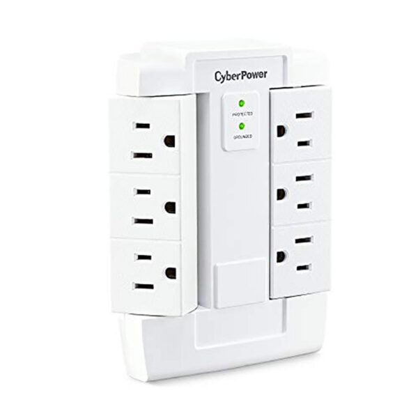 649532603466-1-1.jpg CyberPower CSB600WS Surge Protector, 900J/125V, 6 Swivel Outlets, Wall Tap, White