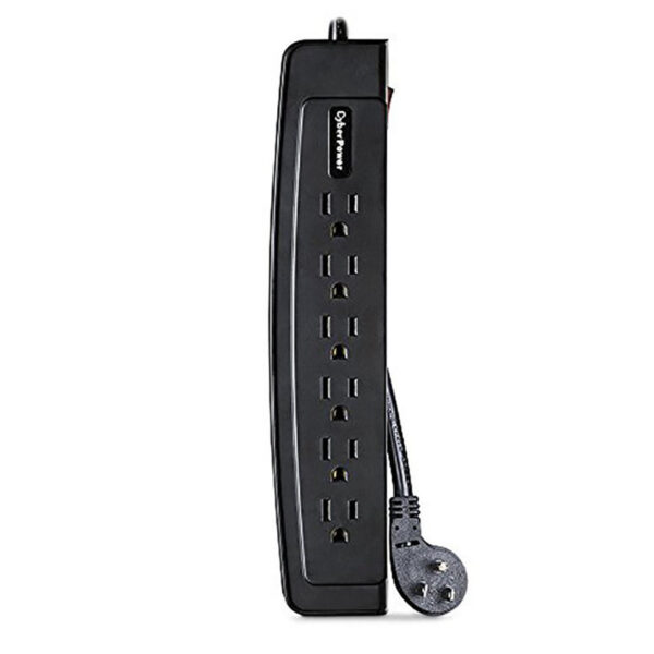 CyberPower CSP606T Professional Surge Protector + TEL Protection, 1350J/125V, 6 Outlets, 6ft Power Cord, Black