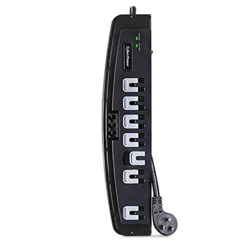 CyberPower CSP706T Professional Surge Protector + TEL Protection, 1650J/125V, 7 Outlets, 6ft Power Cord
