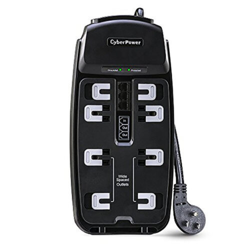 CyberPower CSP806T Professional Surge Protector + TEL Protection, 2250J/125V, 8 Outlets, 6ft Power Cord