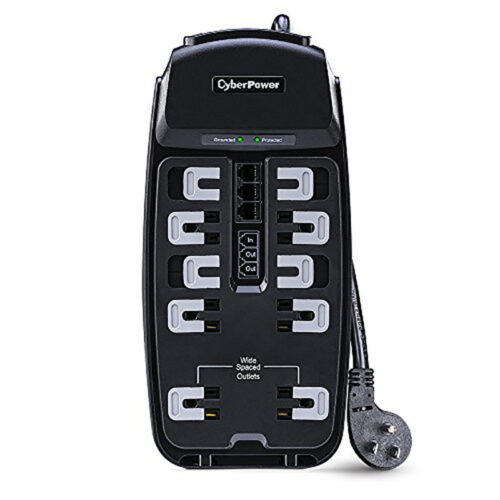 CyberPower CSP1008T Professional Surge Protector + TEL Protection, 2850J/125V, 10 Outlets, 8ft Power Cord