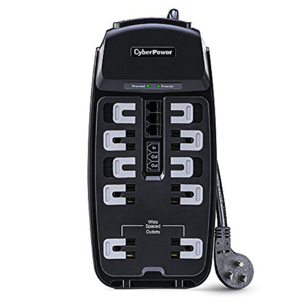 CyberPower CSP1008T Professional Surge Protector + TEL Protection, 2850J/125V, 10 Outlets, 8ft Power Cord