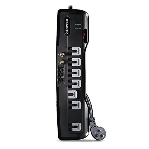 CyberPower CSHT706TC Home Theater Surge Protector + TEL Protection, 1950J/125V, 7 Outlets, 6ft Power Cord Black