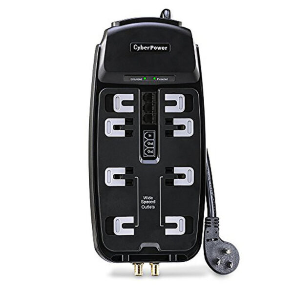 CyberPower CSHT808TC Home Theater Surge Protector, 2850J/125V, 8 Outlets, 8ft Power Cord