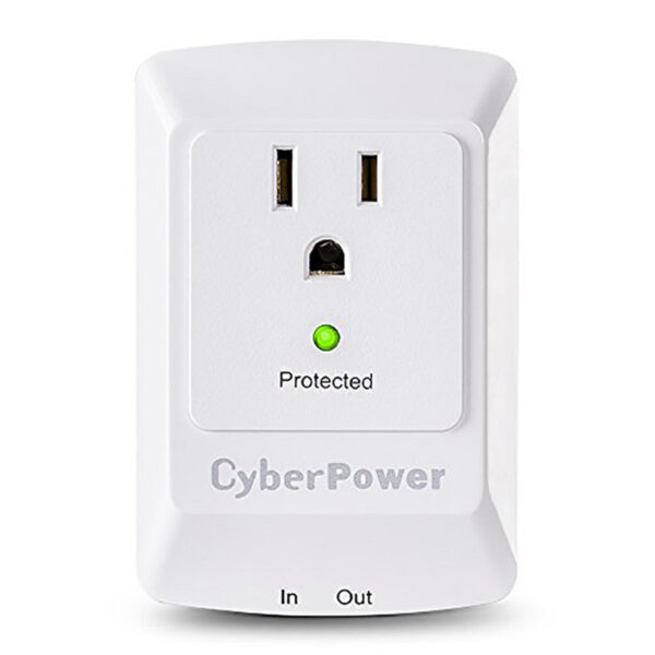 649532606641-1-1.jpg CyberPower CSP100TW Professional Surge Protector + TEL Protection, 900J/125V, 1 Outlet, Wall Tap Plug