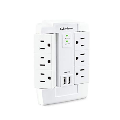 CyberPower CSP600WSURC2 Surge Protector, 1200J/125V, 6 Swivel Outlets, 2 USB Charging Ports, Wall Tap Design