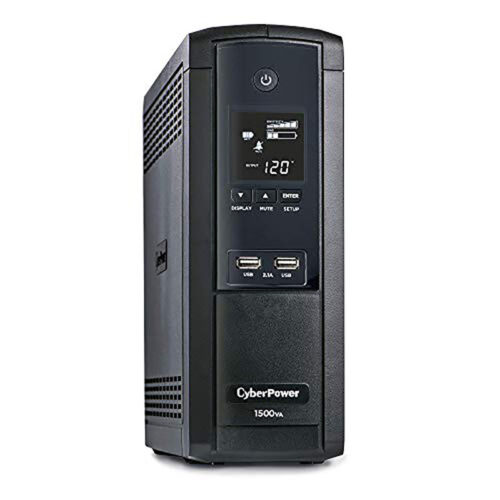 CyberPower BRG1500AVRLCD UPS System, 1500VA/900W, 12 Outlets, AVR, Mini-Tower, 5-Year Warranty