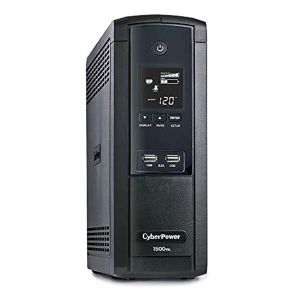 CyberPower BRG1500AVRLCD UPS System, 1500VA/900W, 12 Outlets, AVR, Mini-Tower, 5-Year Warranty